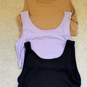 SHEIN Purple and Black Fitted Tank Tops